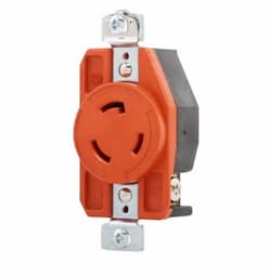 20 Amp Single Receptacle, Locking, Isolated Ground, Orange