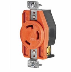 30 Amp Locking Single Receptacle, NEMA L6-30, Isolated Ground, Orange