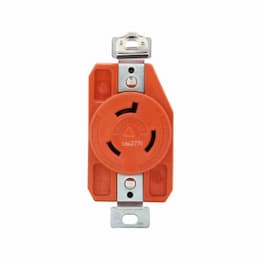 20 Amp Single Locking Receptacle w/ Isolated Ground, 2-Pole, 3-Wire, 277V, Orange