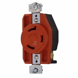 30 Amp Single Receptacle, Locking, NEMA L8-30R, Isolated Ground, Orange