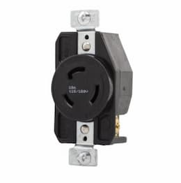 20 Amp Single Receptacle, Locking, NEMA L10-20R, Industrial, Black