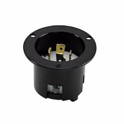 20 Amp Flanged Inlet, NEMA L15-20, 250V, Black