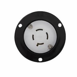 20 Amp Flanged Outlet, Locking, NEMA L15-20, Black/White