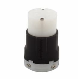 30 Amp Locking Connector, NEMA L15-30, 250V, Black/White