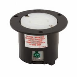 30 Amp Flanged Outlet, Locking, NEMA L15-30, 250V, Black/White