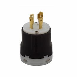 30 Amp Locking Plug, NEMA L15-30, 250V, Black/White