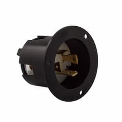 30 Amp Flanged Inlet, NEMA L17-30, 600V, Black