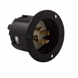 20 Amp Flanged Inlet, NEMA L19-20, 277/480V, Black