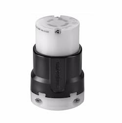 20 Amp Locking Connector, NEMA L20-20, 347/600V, Black/White