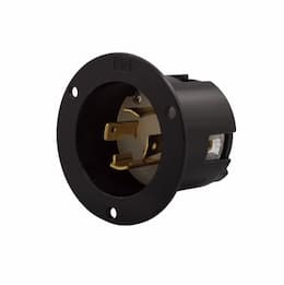 30 Amp Flanged Inlet, NEMA L20-30, 347/600V, Black