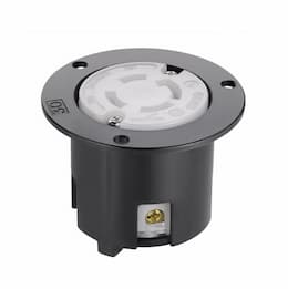 30 Amp Flanged Outlet, NEMA L20-30, 347/600V, Black