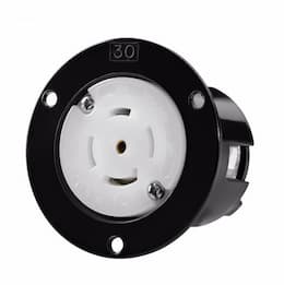 30 Amp Flanged Outlet, NEMA L21-30, 120208V, BlackWhite