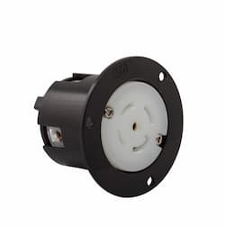 30 Amp Flanged Outlet, Locking, NEMA L22-30, Black/White