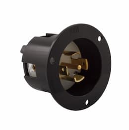 30 Amp Flanged Inlet, Locking, NEMA L23-30, Black