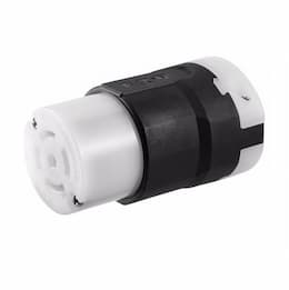 30 Amp Locking Connector, NEMA L26-30, 240/415V, Black/White