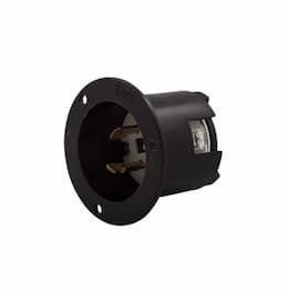 20 Amp Flanged Inlet, Nylon, Industrial, Black/White