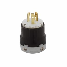 20 Amp Locking Plug, Ultra Grip, Nylon, Black/White
