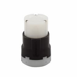 20 Amp Locking Connector, NEMA L6-20, 250V, Black/White