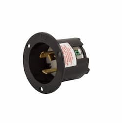 30 Amp Flanged Inlet, NEMA L6-30, 250V, Black