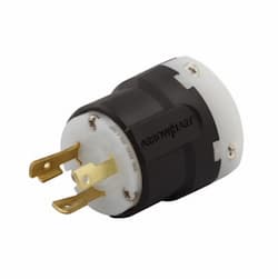 30 Amp Locking Plug, NEMA L6-30, 250V, Black/White