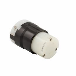 20 Amp Locking Connector, NEMA L7-20, 277V, Black/White