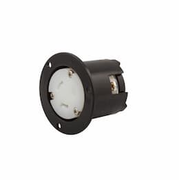 20 Amp Flanged Outlet, Locking, NEMA L7-20, 277V, Black/White