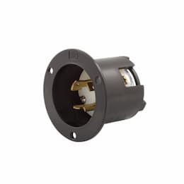 20 Amp Flanged Inlet, Locking, NEMA L8-20, 480V, Black