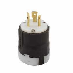 20 Amp Locking Plug, NEMA L8-20, 480V, Black/White
