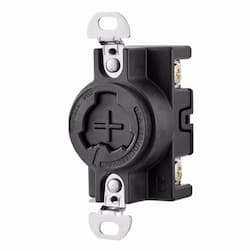 20 Amp Locking Receptacle, 3-Pole, Industrial Grade, Black