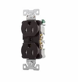 15 Amp Duplex Receptacle, Tamper Resistant, Brown