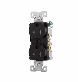 15 Amp Duplex Receptacle, Tamper Resistant, Black