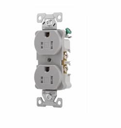 15 Amp Duplex Receptacle, Tamper Resistant, Gray