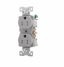 15 Amp Duplex Receptacle, Tamper Resistant, Grey