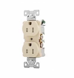 15 Amp Duplex Receptacle, Tamper Resistant, Ivory