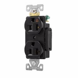 20 Amp Duplex Receptacle, Tamper Resistant, Black