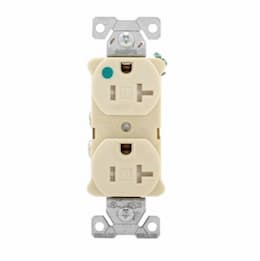 20 Amp Duplex Receptacle, Tamper Resistant, Hospital Grade, Light Almond