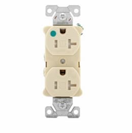 20 Amp Duplex Receptacle, Tamper Resistant, Hospital Grade, Ivory