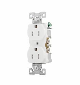 15 Amp Duplex Receptacle w/ Terminal Guards, Tamper Resistant, Ivory