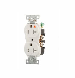 20 Amp Duplex Receptacle w/ Terminal Guards, Tamper Resistant, White