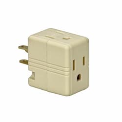 15 Amp Cube Tap, Three Outlet, Ivory