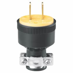 15A Thermoplastic Rubber Plug, 2-Pole, 2-Wire, Straight, 125V, Black