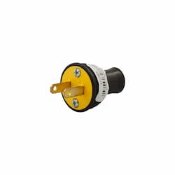 15A Round Electrical Plug, .406" Diameter, 2-Pole, 2-Wire, 125V, Black