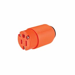 15 Amp Straight Blade Connector w/ Auto Grip, 2-Pole, 125V, Neon Orange