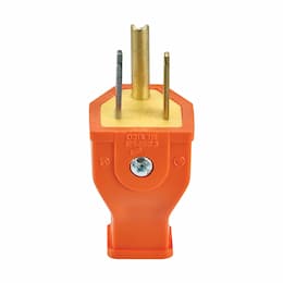 15A Thermoplastic Plug, 2-Pole, 2-Wire, Straight, 125V, Orange