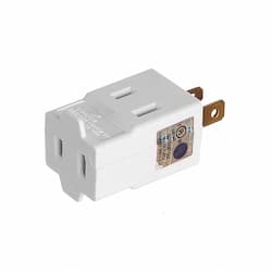 15A Cube Tap 3 Outlet, Polarized, 2-Pole, 2-Wire, 125V, White