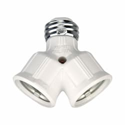 660W Socket Adapter, Polarized, Dual Med. Base, Keyless "Y", 250V, WHT