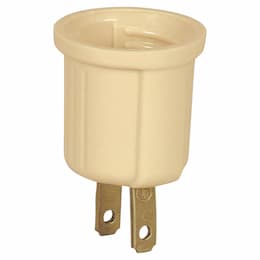 Eaton Wiring 660W Lampholder Adapter, Polarized, Medium Base, Keyless, 125V, Ivory