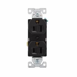 15 Amp Duplex Receptacle, 2-Pole, 3-Wire, 14-10 AWG, 5-15R, 125V, BLK