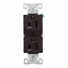 15 Amp Duplex Receptacle, 2-Pole, 3-Wire, 14-10 AWG, 5-15R, 125V, BRN