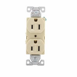 15 Amp Duplex Receptacle, Auto-Grounded, Commercial, Ivory